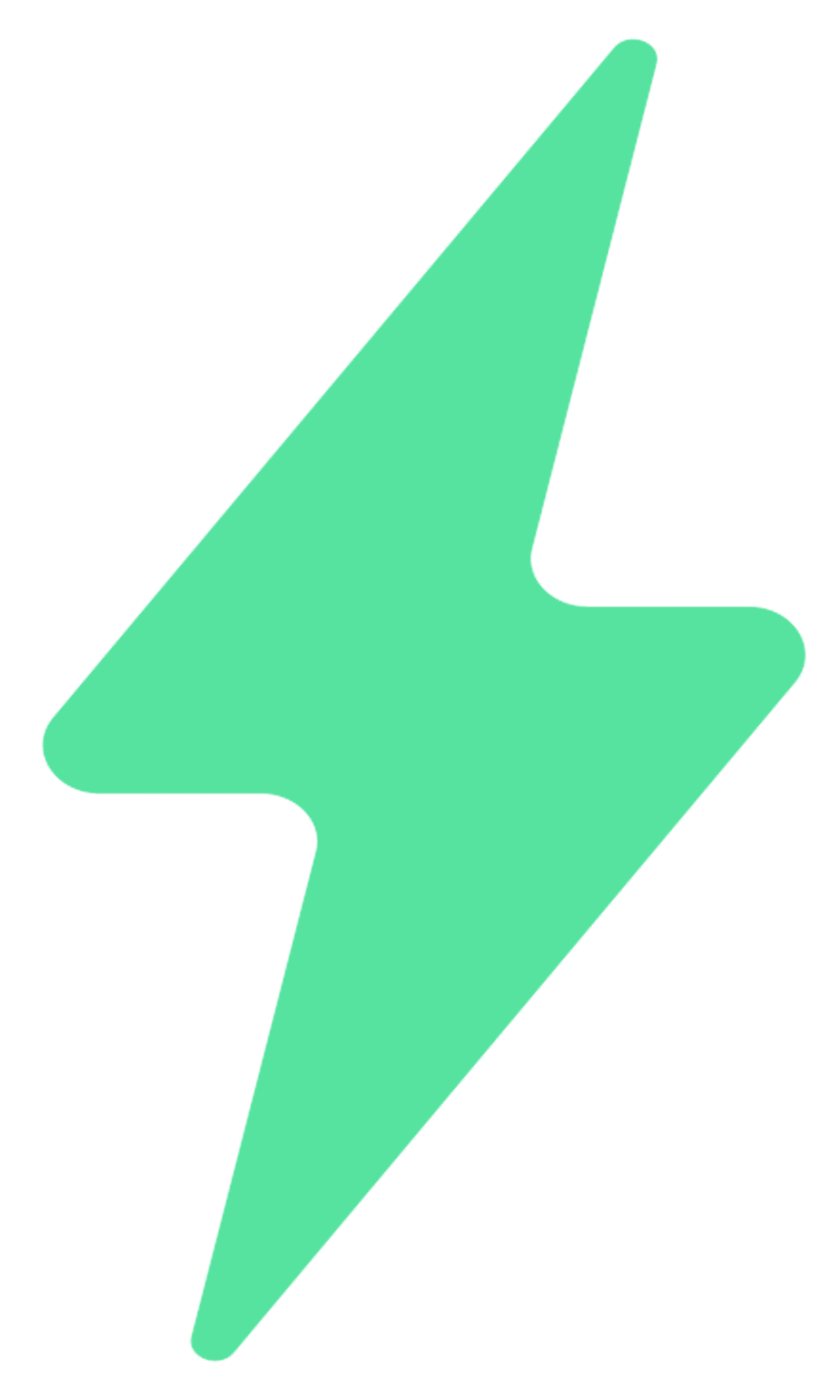 Green lightning bolt icon on a transparent background.